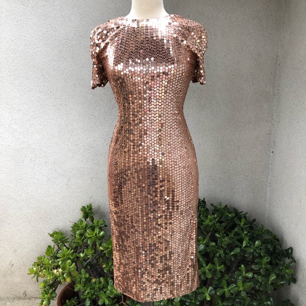 Sexy bodycon bronze sequin dress sz XS